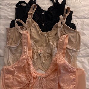 Set of 5 Breezies Women's Lace Bras - Black, Cream, Tan and Pink